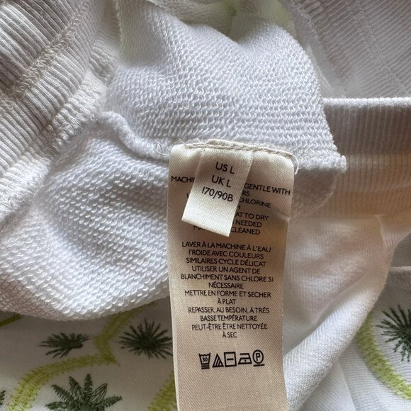 Anthropologie Terry White Green Embroidered Daily Practice Shorts sz Large - Picture 5 of 7